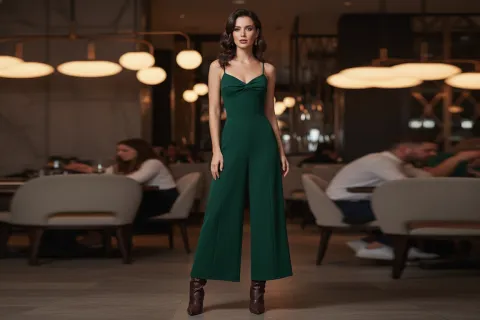 Red Shoes + Green Jumsuit