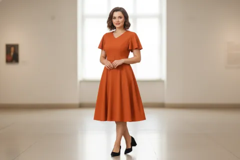 Light Orange Dress + Light Orange Shoes