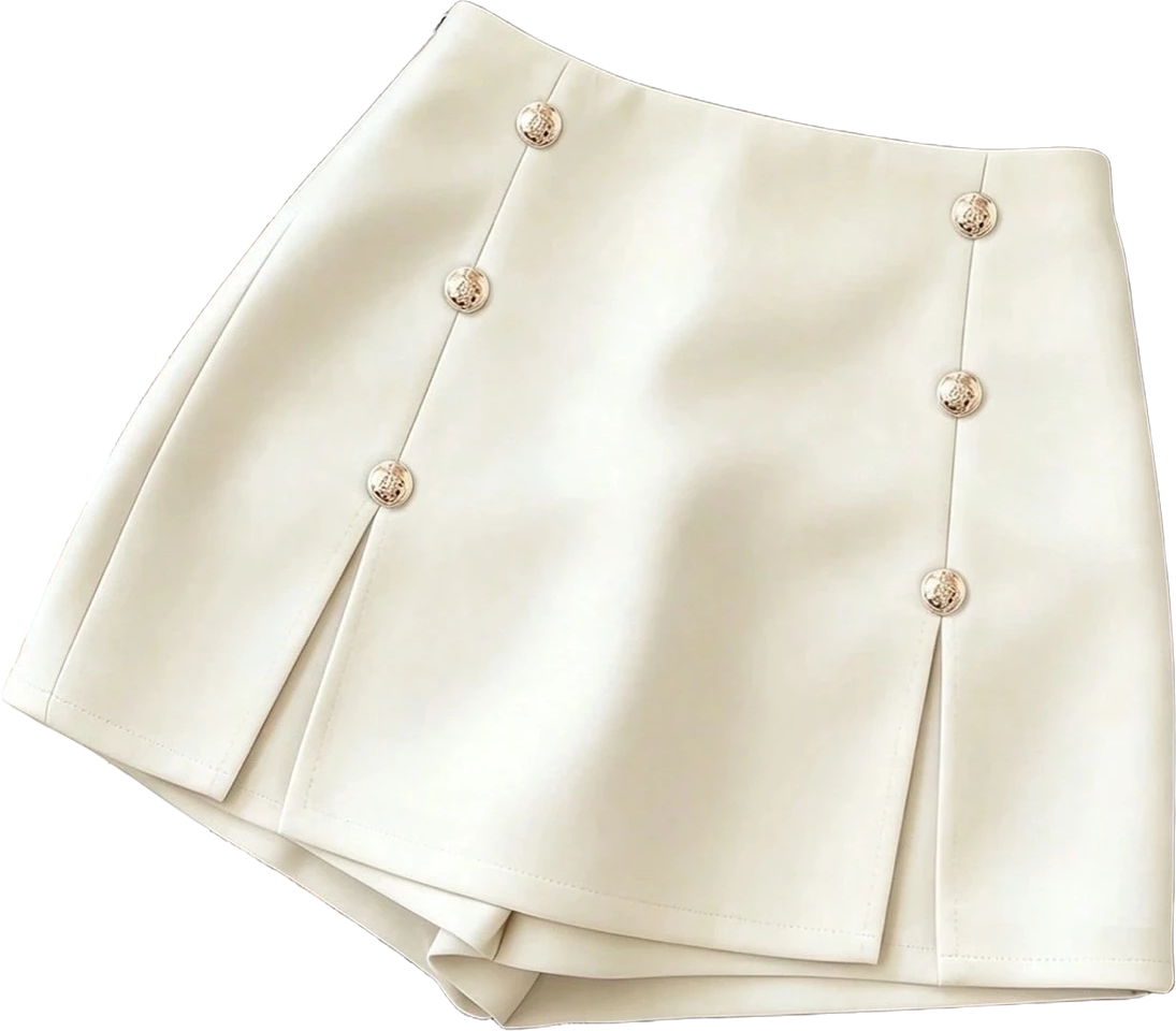 Short crema con botones